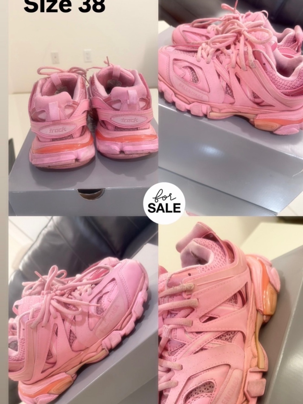Pink Track Sneakers- Size 38